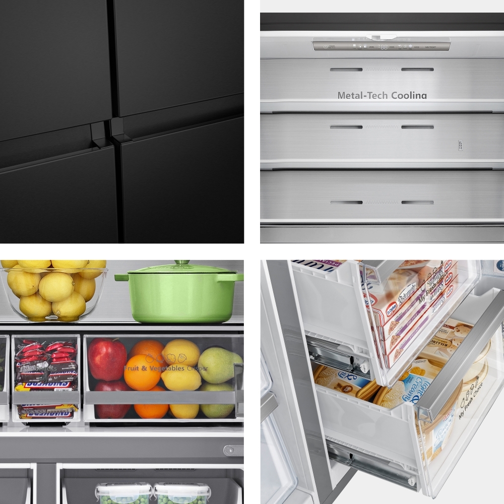 Hisense RQ758N4SAFE American Fridge Freezer, Black, E Rated,  Non-Plumbed