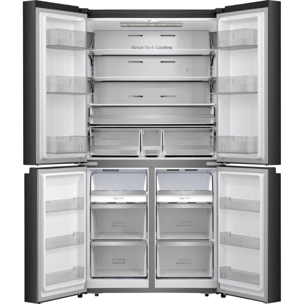 Hisense RQ758N4SAFE American Fridge Freezer, Black, E Rated,  Non-Plumbed