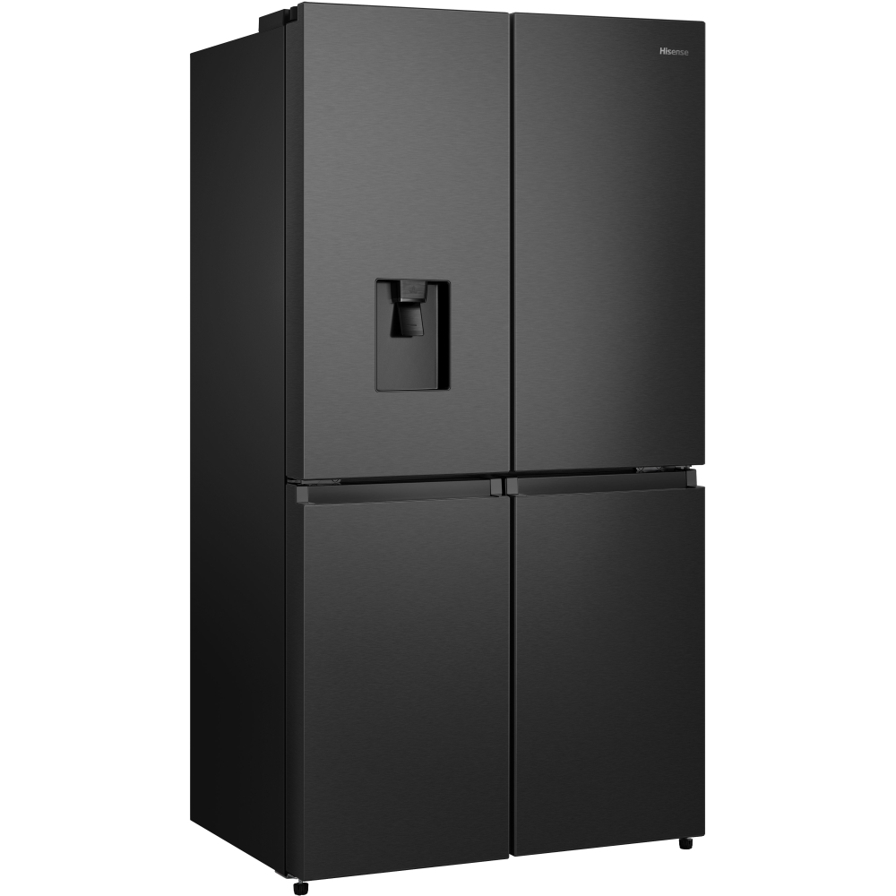 Hisense RQ758N4SWFE American Fridge Freezer, Black, E Rated,  Non-Plumbed