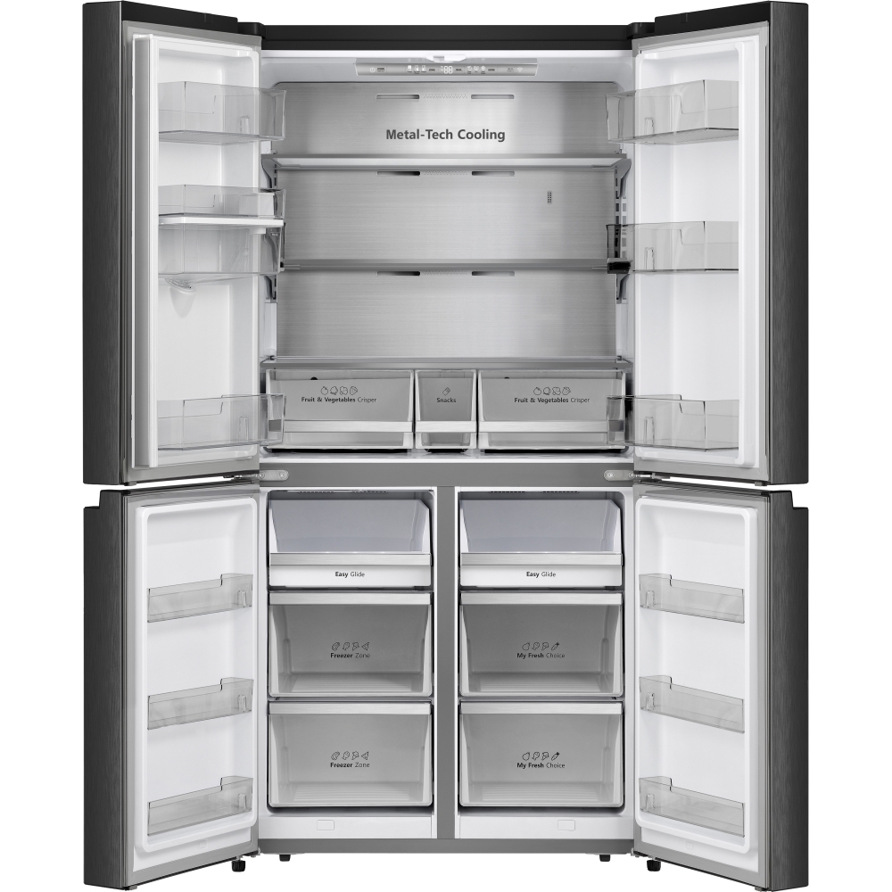 Hisense RQ758N4SWFE American Fridge Freezer, Black, E Rated,  Non-Plumbed