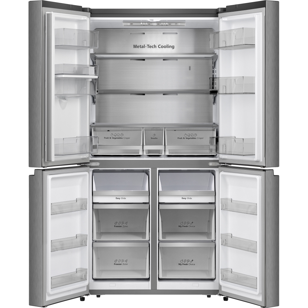 Hisense RQ758N4SWSE American Fridge Freezer, Stainless Steel, E Rated,  Non-Plumbed