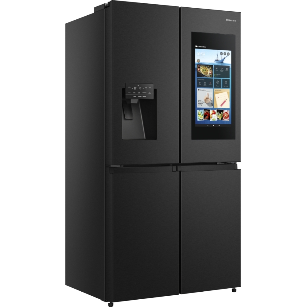 Hisense RQ760N4IFE American Fridge Freezer, Black, E Rated,  Plumbed