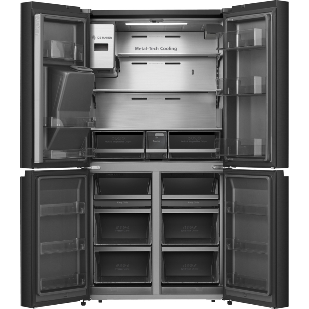Hisense RQ760N4IFE American Fridge Freezer, Black, E Rated,  Plumbed