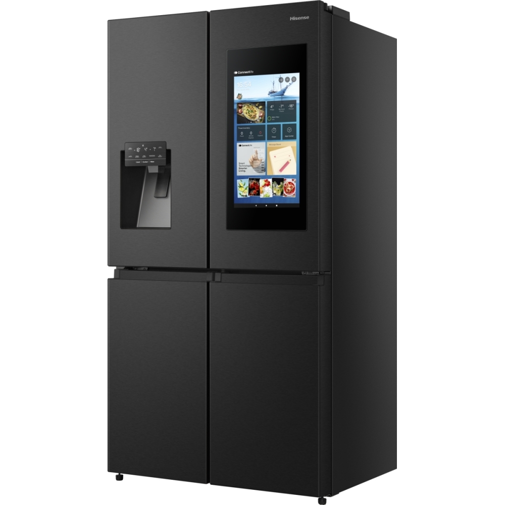 Hisense RQ760N4IFE American Fridge Freezer, Black, E Rated,  Plumbed