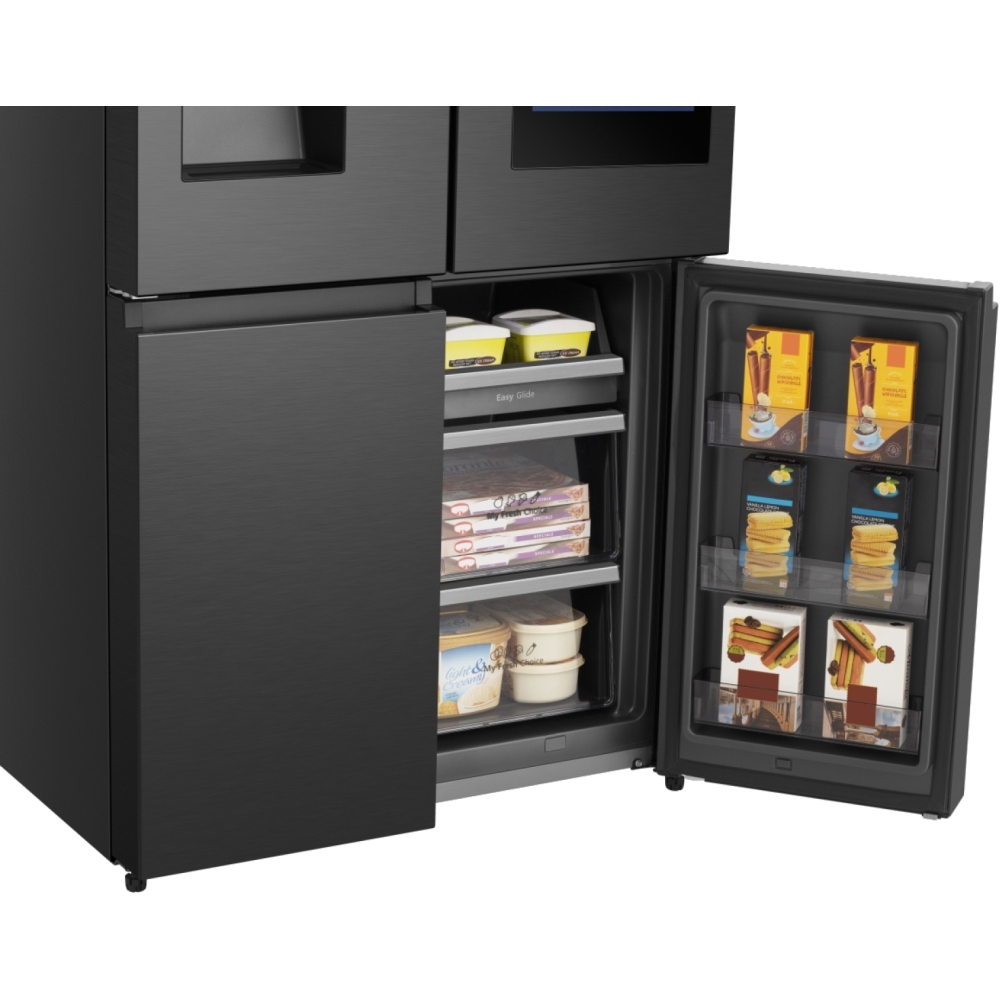 Hisense RQ760N4IFE American Fridge Freezer, Black, E Rated,  Plumbed