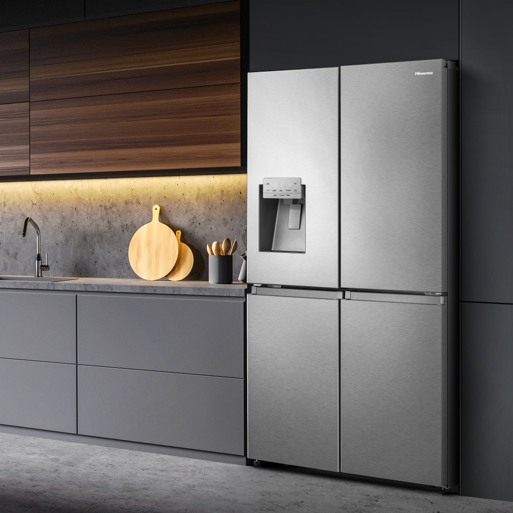 Hisense RQ760N4SASE American Fridge Freezer, Stainless Steel, E Rated,  Non-Plumbed