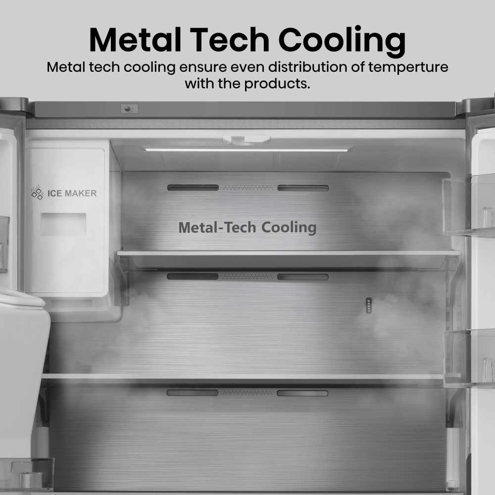 Hisense RQ760N4SASE American Fridge Freezer, Stainless Steel, E Rated,  Non-Plumbed