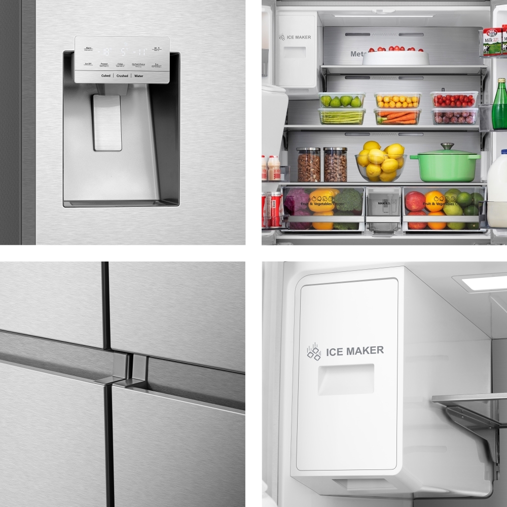 Hisense RQ760N4SASE American Fridge Freezer, Stainless Steel, E Rated,  Non-Plumbed