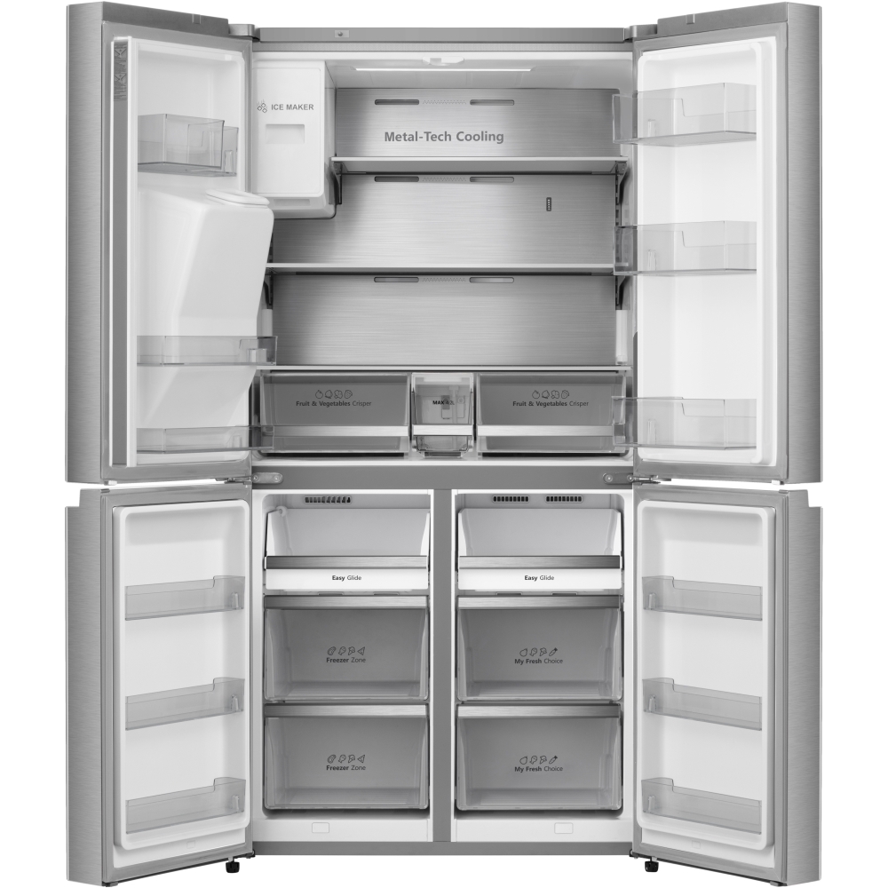 Hisense RQ760N4SASE American Fridge Freezer, Stainless Steel, E Rated,  Non-Plumbed