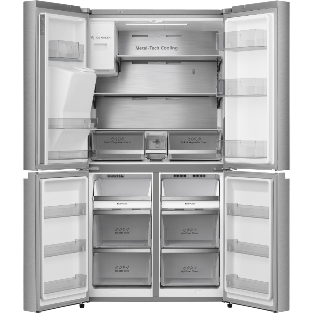 Hisense RQ760N4SASE American Fridge Freezer, Stainless Steel, E Rated,  Non-Plumbed