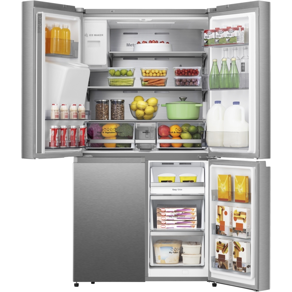 Hisense RQ760N4SASE American Fridge Freezer, Stainless Steel, E Rated,  Non-Plumbed