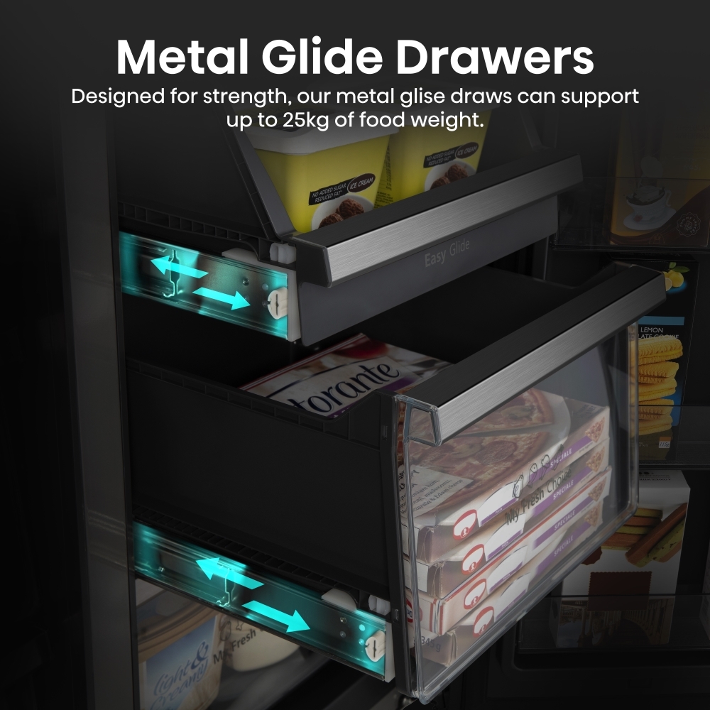 Hisense RQ760N4SBFE American Fridge Freezer, Black, E Rated,  Non-Plumbed