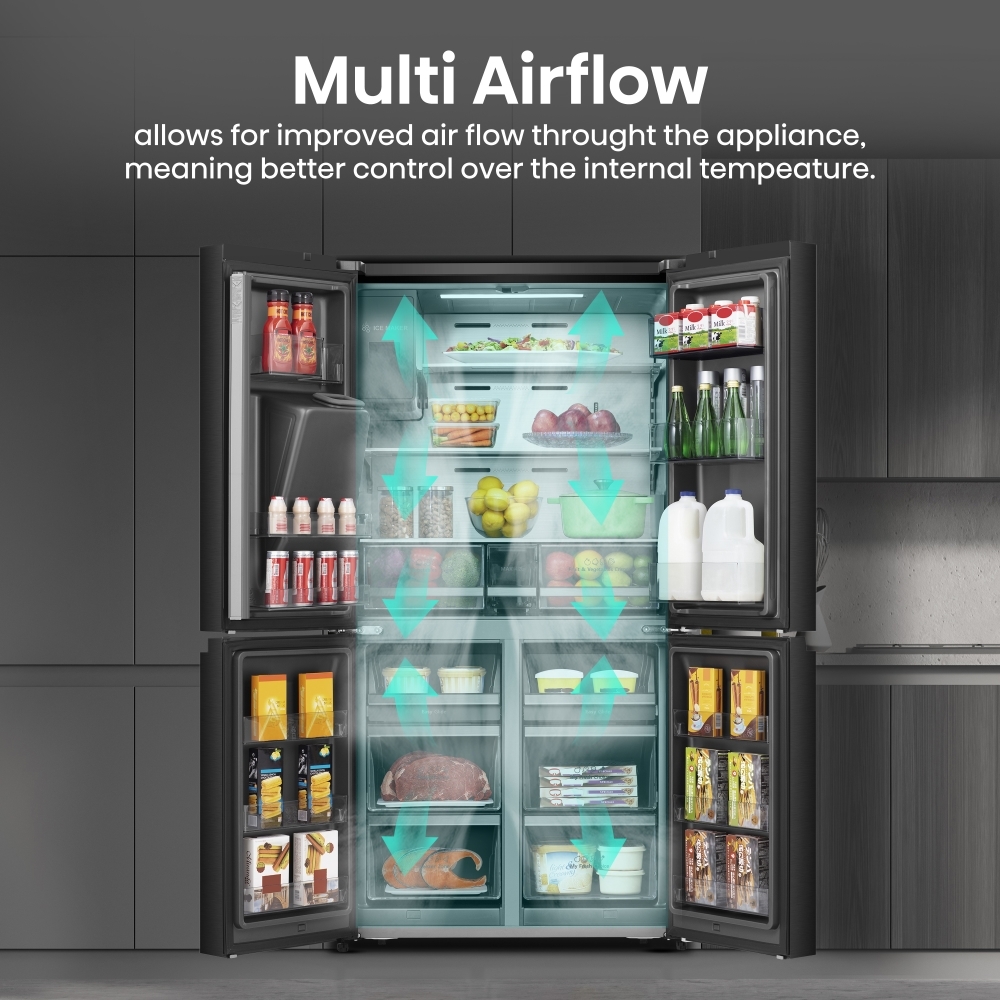 Hisense RQ760N4SBFE American Fridge Freezer, Black, E Rated,  Non-Plumbed