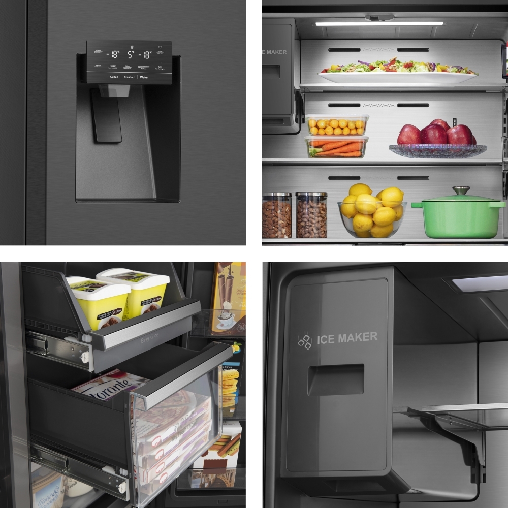 Hisense RQ760N4SBFE American Fridge Freezer, Black, E Rated,  Non-Plumbed