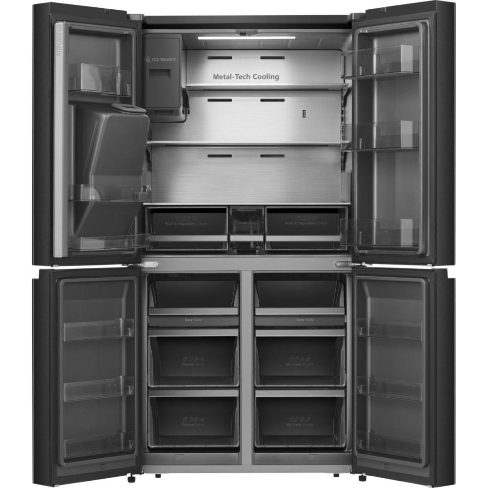 Hisense RQ760N4SBFE American Fridge Freezer, Black, E Rated,  Non-Plumbed