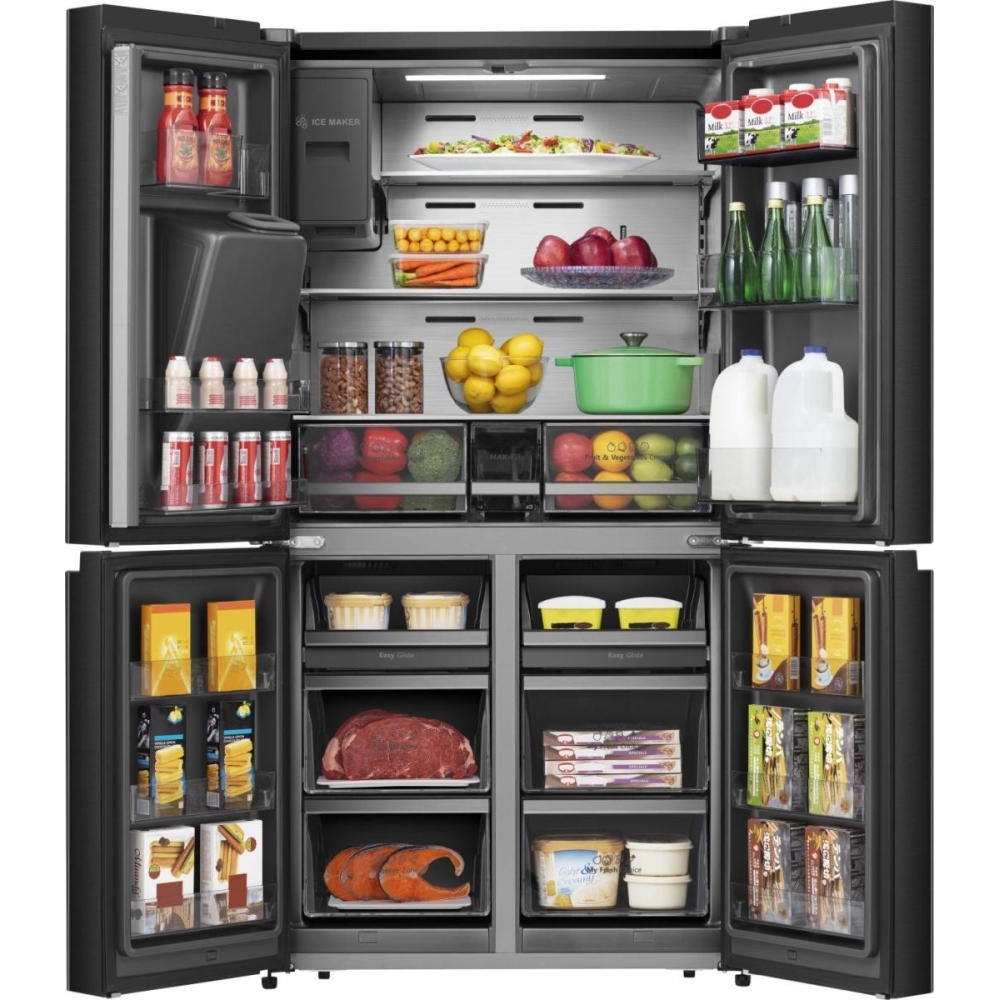 Hisense RQ760N4SBFE American Fridge Freezer, Black, E Rated,  Non-Plumbed