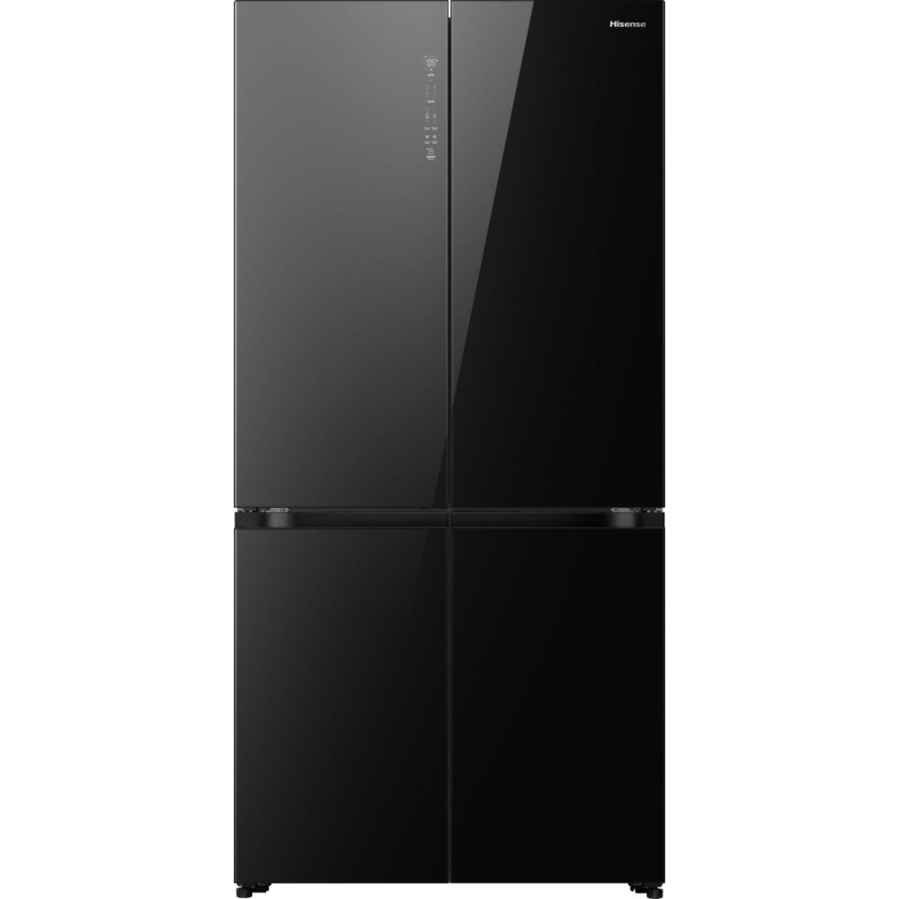 Hisense RQ768N4GBE American Fridge Freezer,  Non-Plumbed, Black, E Rated