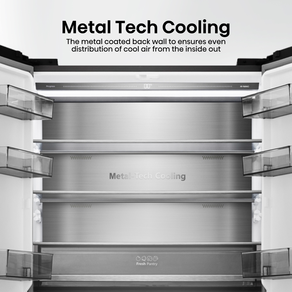 Hisense RQ768N4GBE American Fridge Freezer,  Non-Plumbed, Black, E Rated