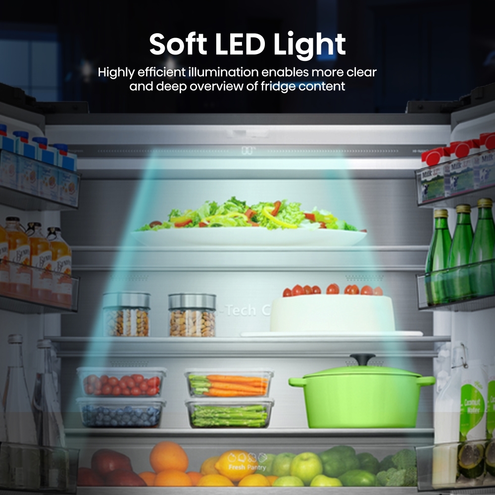 Hisense RQ768N4GBE American Fridge Freezer,  Non-Plumbed, Black, E Rated