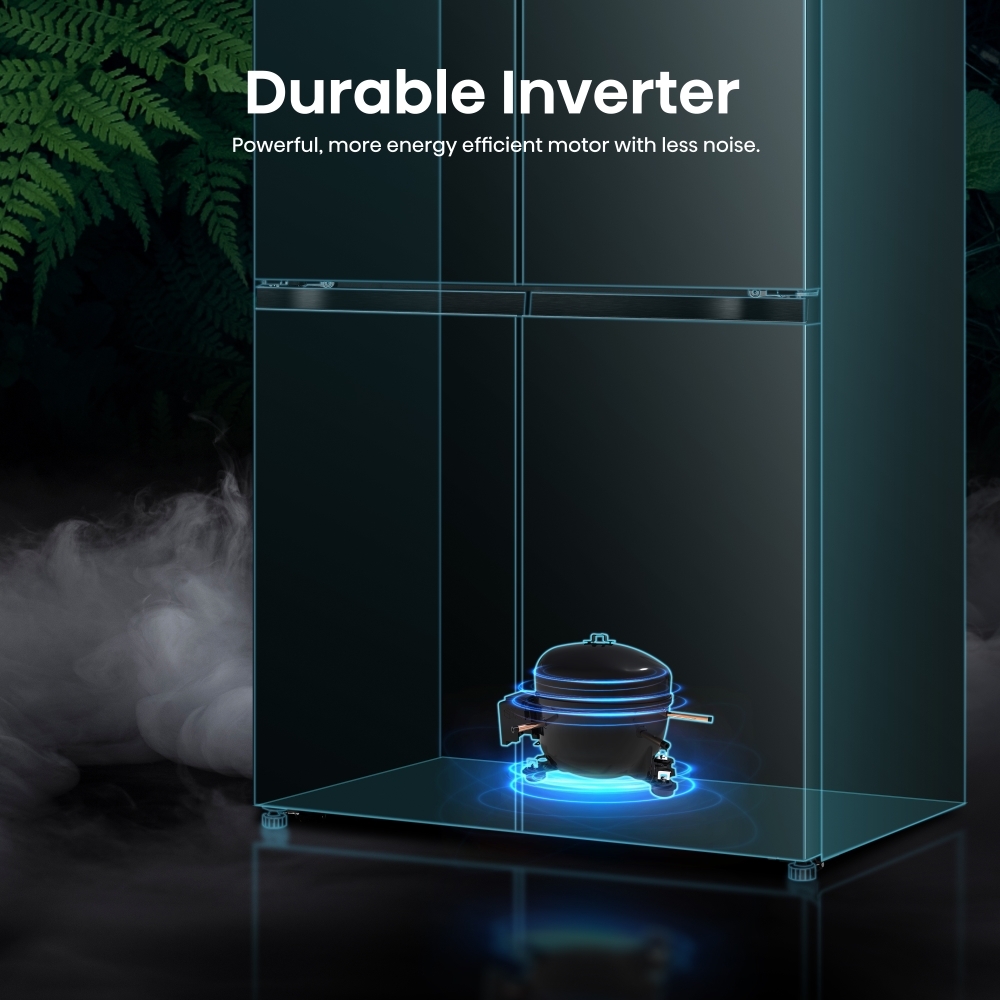 Hisense RQ768N4GBE American Fridge Freezer,  Non-Plumbed, Black, E Rated