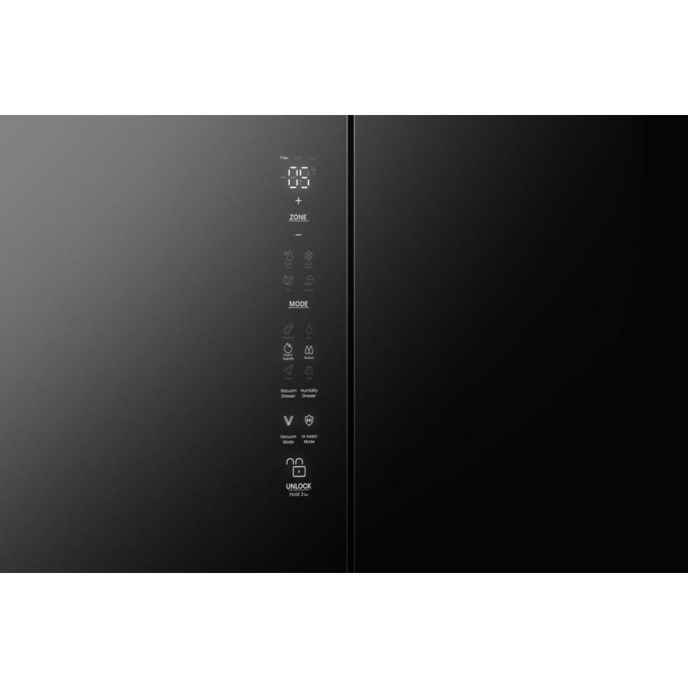Hisense RQ768N4GBE American Fridge Freezer,  Non-Plumbed, Black, E Rated