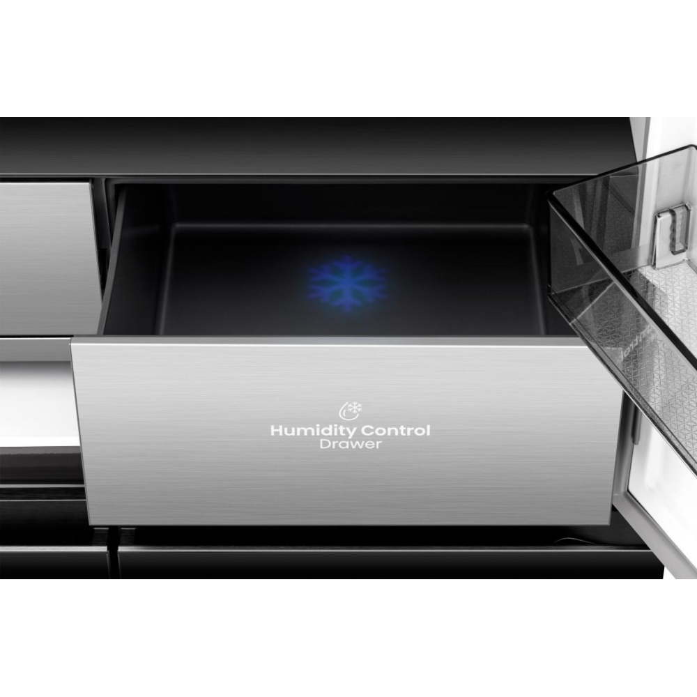 Hisense RQ768N4GBE American Fridge Freezer,  Non-Plumbed, Black, E Rated