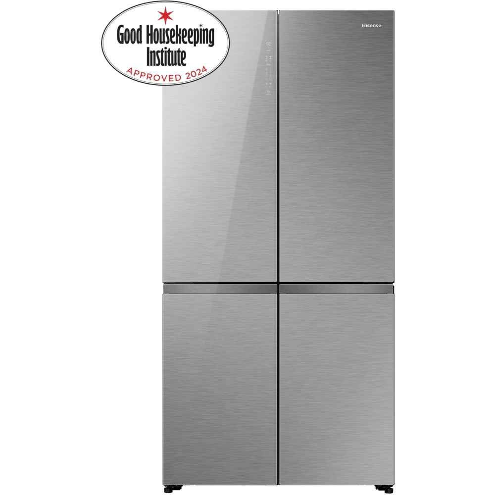Hisense RQ768N4GVE American Fridge Freezer, Silver, E Rated,  Non-Plumbed