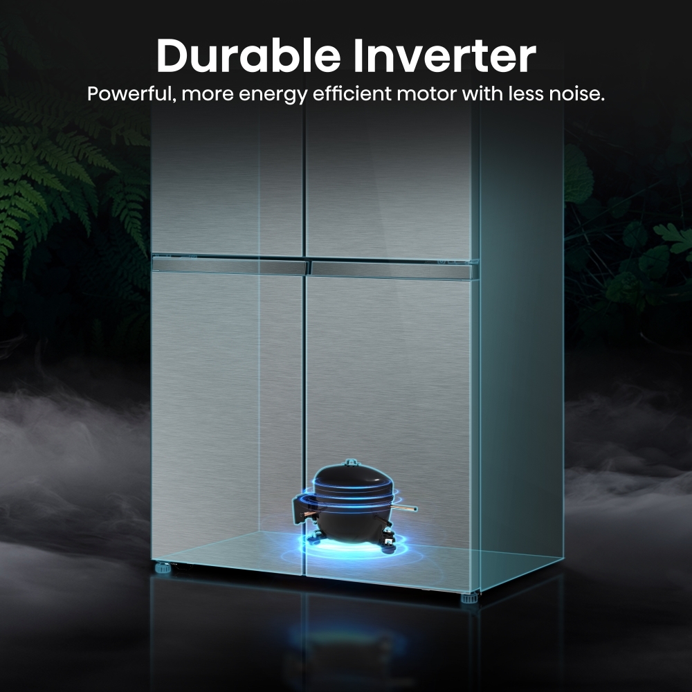 Hisense RQ768N4GVE American Fridge Freezer, Silver, E Rated,  Non-Plumbed