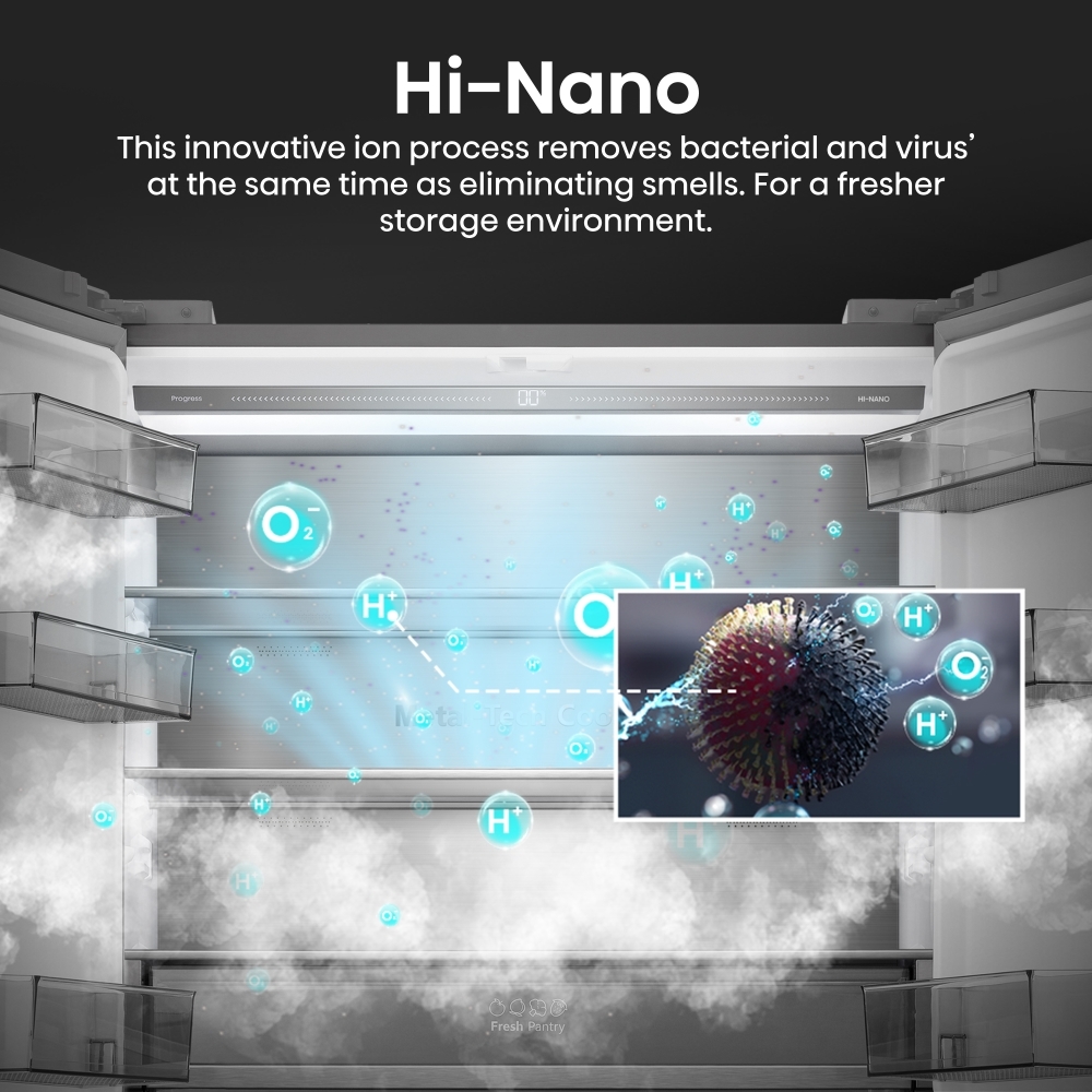 Hisense RQ768N4GVE American Fridge Freezer, Silver, E Rated,  Non-Plumbed