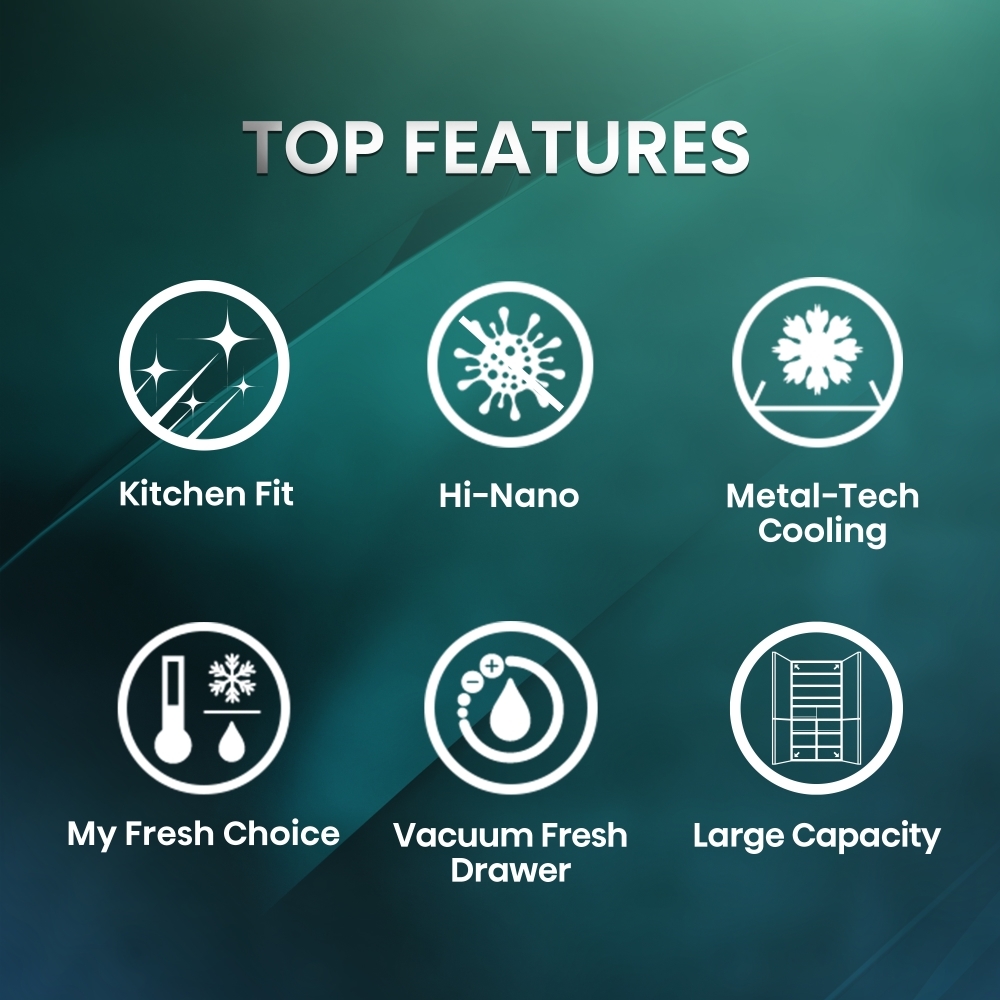 Hisense RQ768N4GVE American Fridge Freezer, Silver, E Rated,  Non-Plumbed