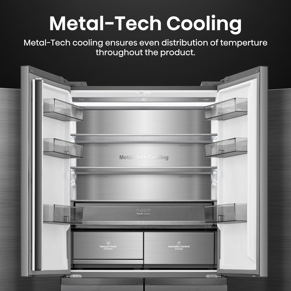 Hisense RQ768N4GVE American Fridge Freezer, Silver, E Rated,  Non-Plumbed