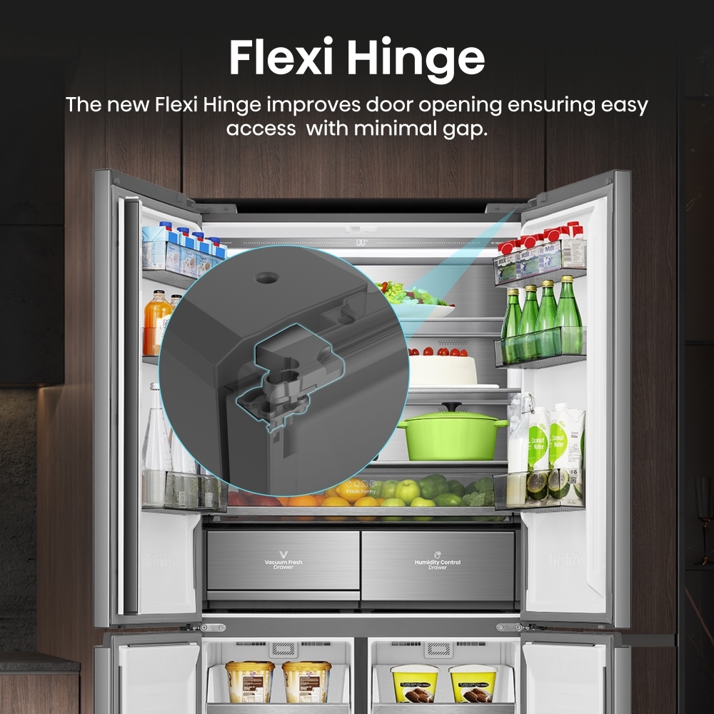 Hisense RQ768N4GVE American Fridge Freezer, Silver, E Rated,  Non-Plumbed