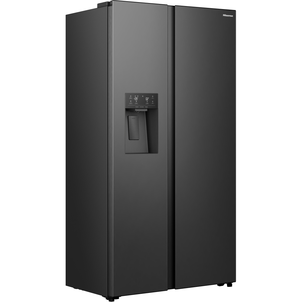 Hisense RS5P528SPBC American Fridge Freezer, Black, C Rated,  Plumbed