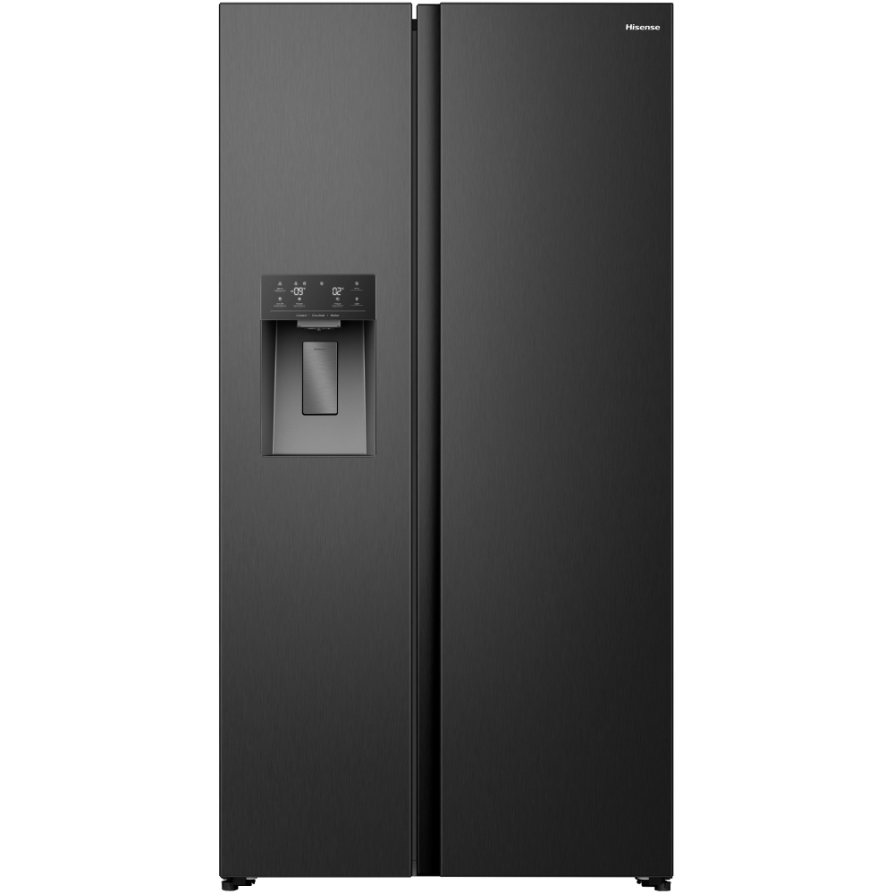 Hisense RS5P528STBE American Fridge Freezer, Black, E Rated,  Non-Plumbed