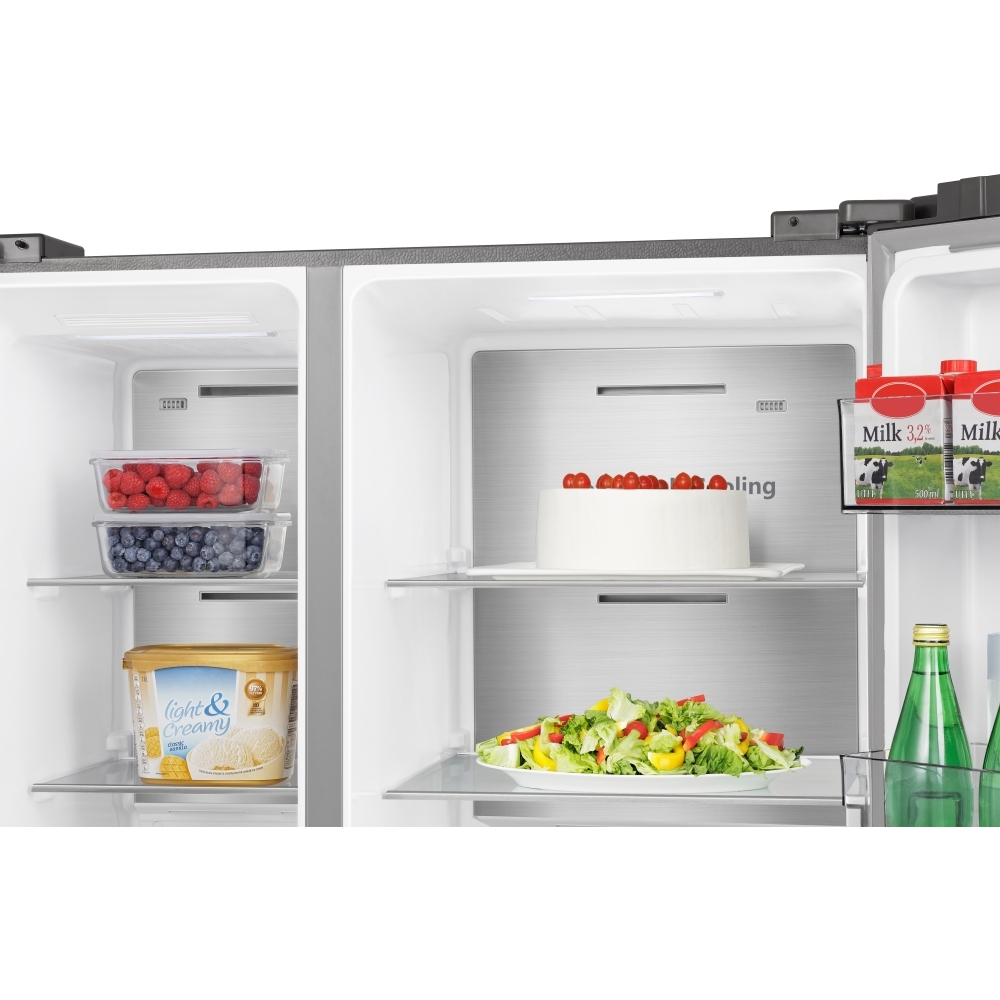 Hisense RS5P668SSCC American Fridge Freezer, Silver, C Rated,  Non-Plumbed