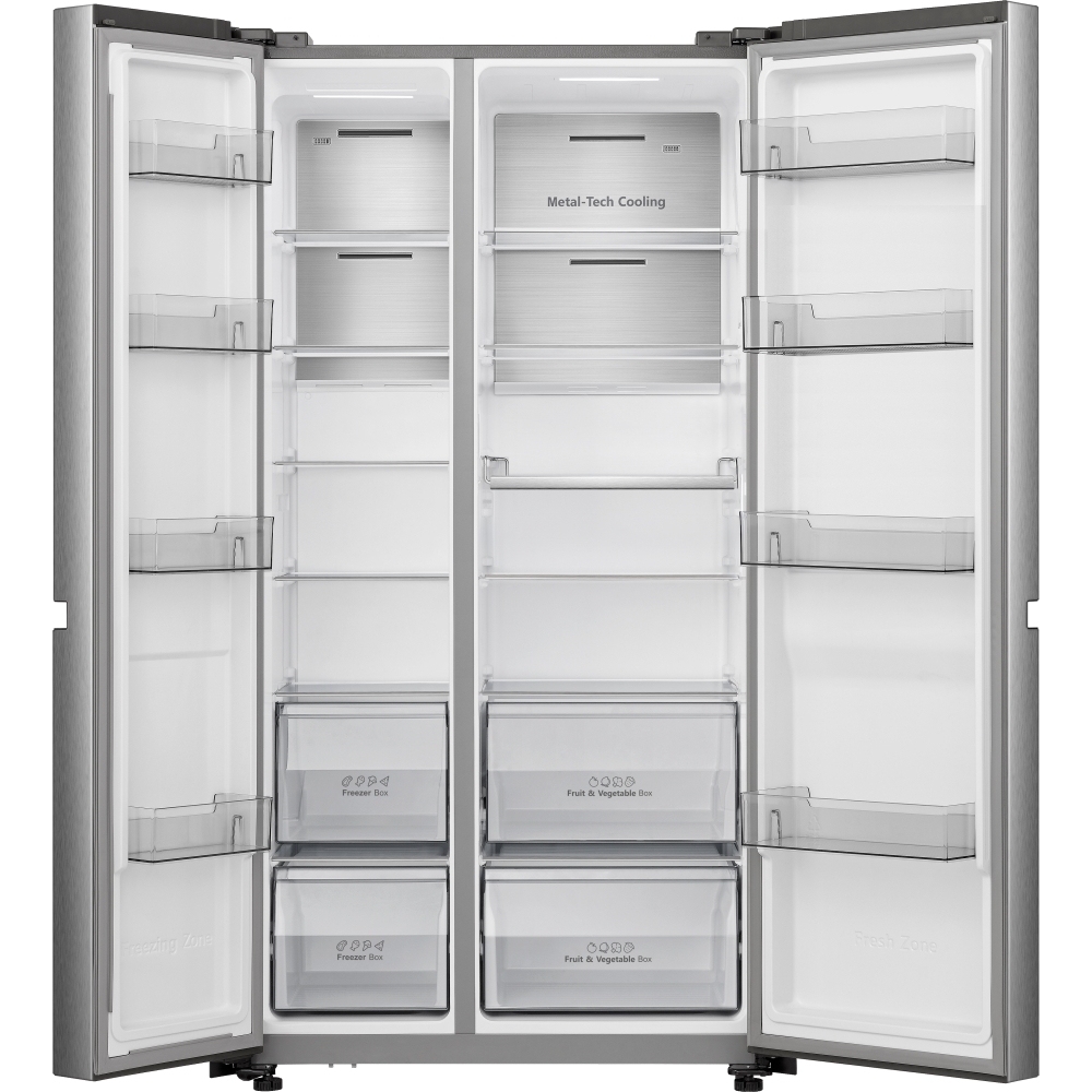 Hisense RS5P668SSCC American Fridge Freezer, Silver, C Rated,  Non-Plumbed