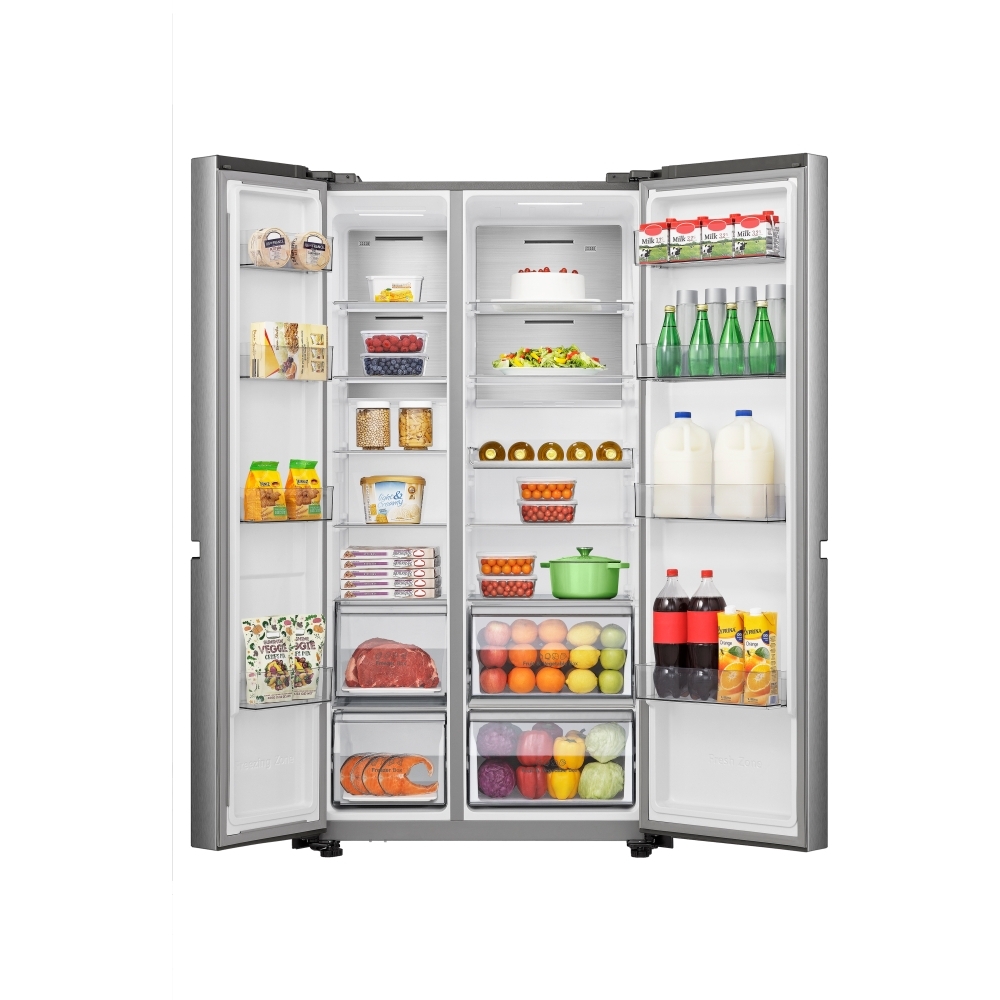 Hisense RS5P668SSCC American Fridge Freezer, Silver, C Rated,  Non-Plumbed