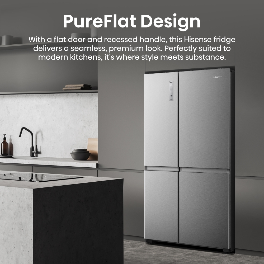 Hisense RS5P668SSCC American Fridge Freezer, Silver, C Rated,  Non-Plumbed