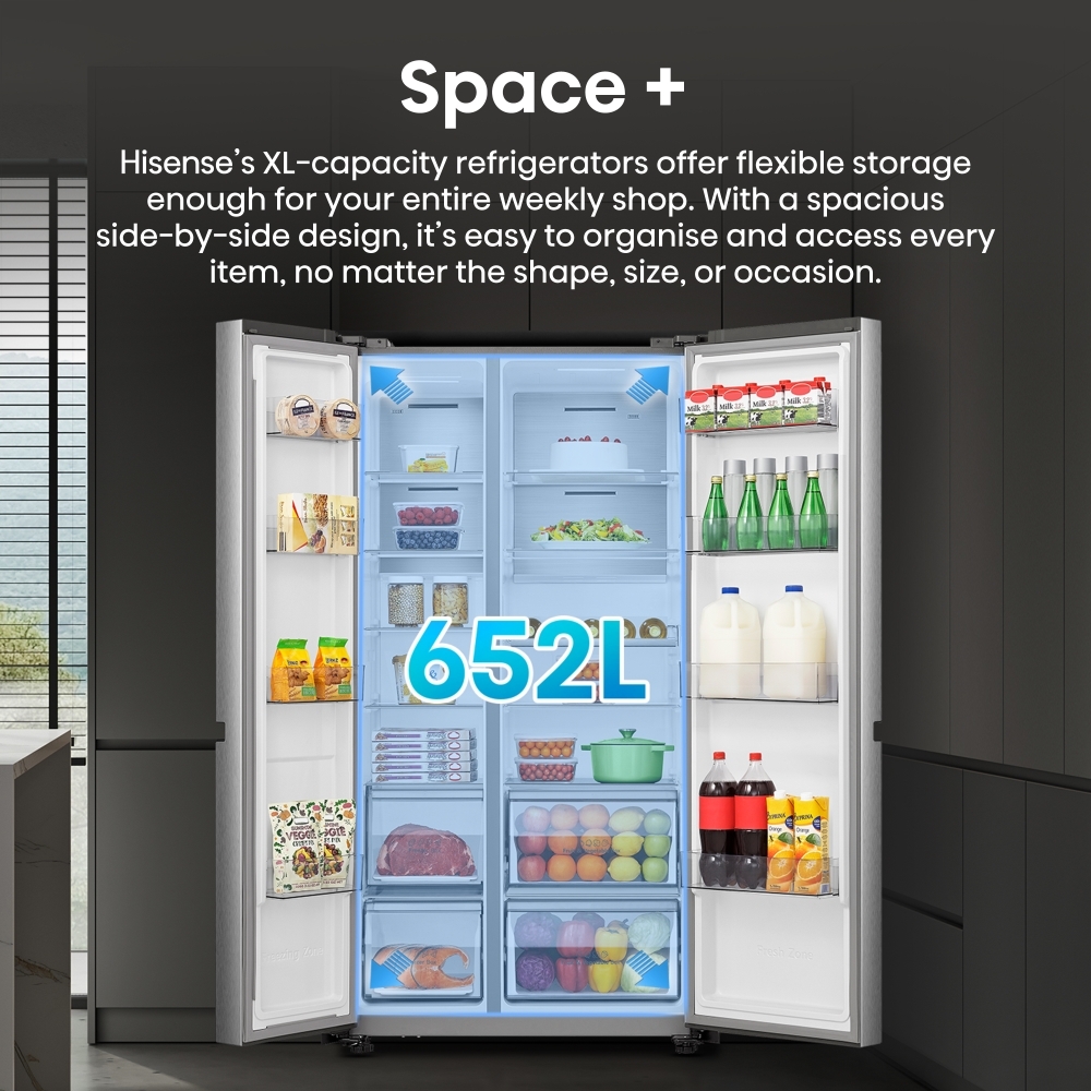 Hisense RS5P668SSCC American Fridge Freezer, Silver, C Rated,  Non-Plumbed