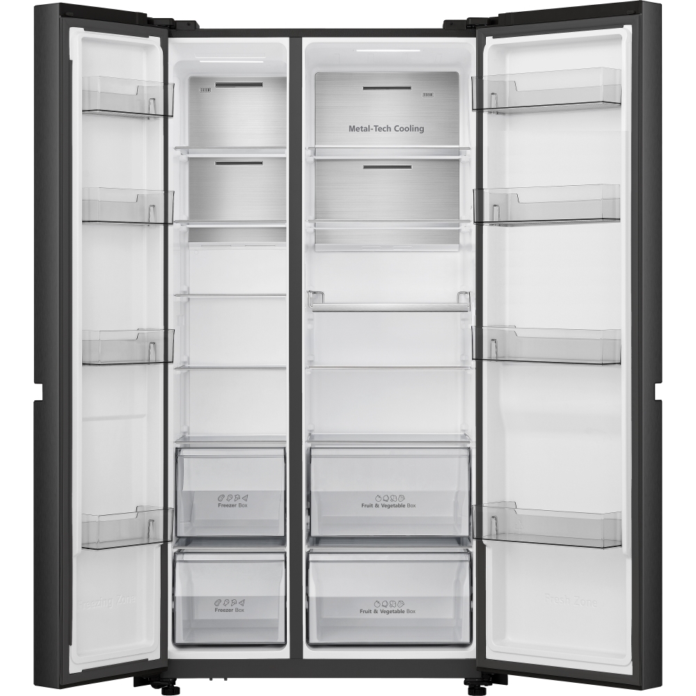 Hisense RS5P668SSFC American Fridge Freezer, Black, C Rated,  Non-Plumbed
