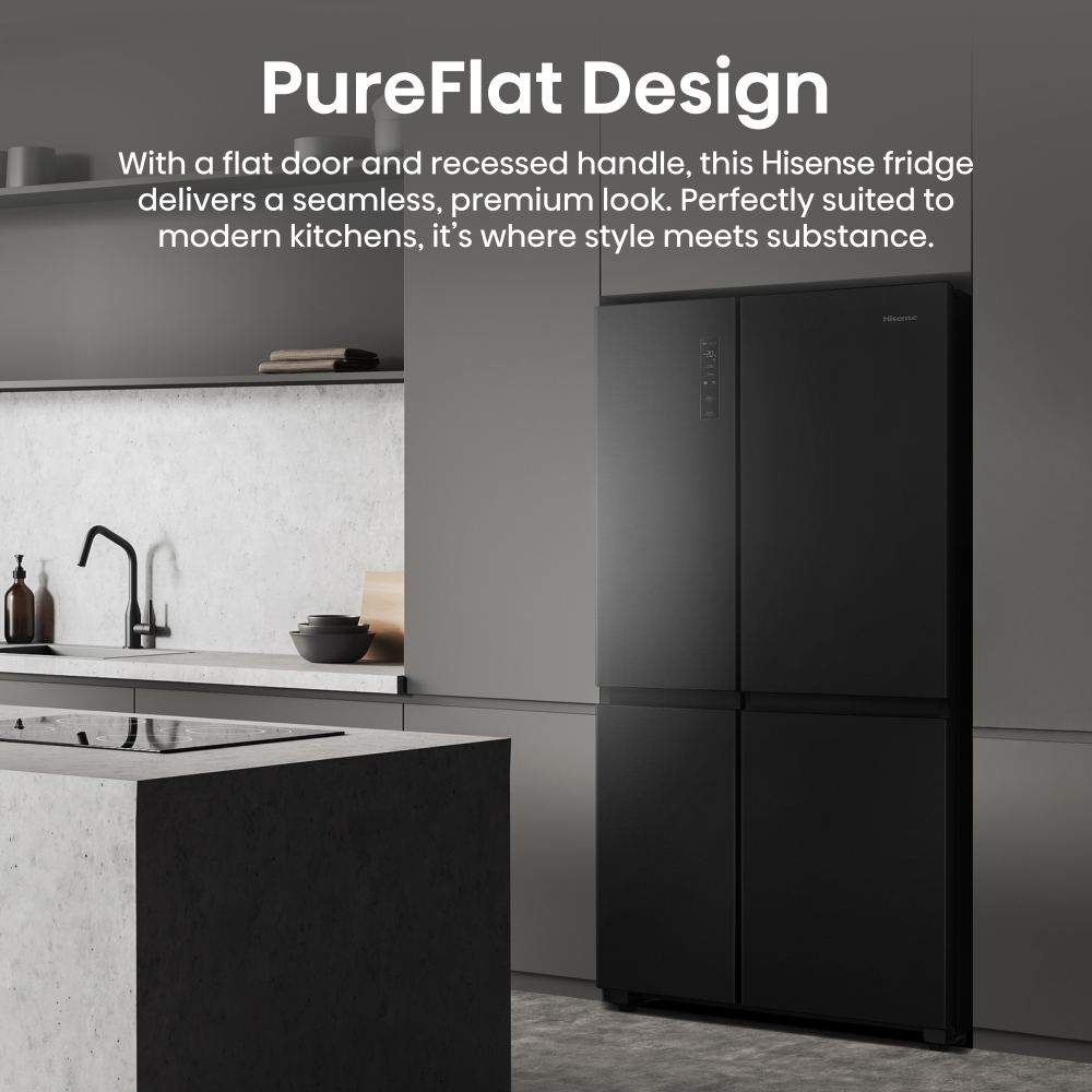 Hisense RS5P668SSFC American Fridge Freezer, Black, C Rated,  Non-Plumbed