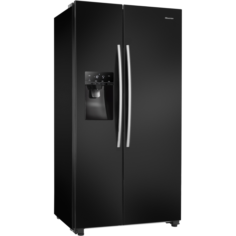 Hisense RS694N4IBE American Fridge Freezer, Black, E Rated,  Plumbed