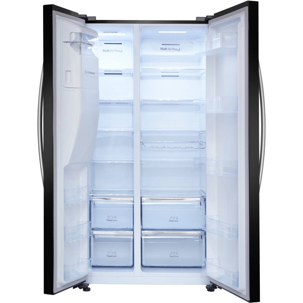 Hisense RS694N4IBE American Fridge Freezer, Black, E Rated,  Plumbed