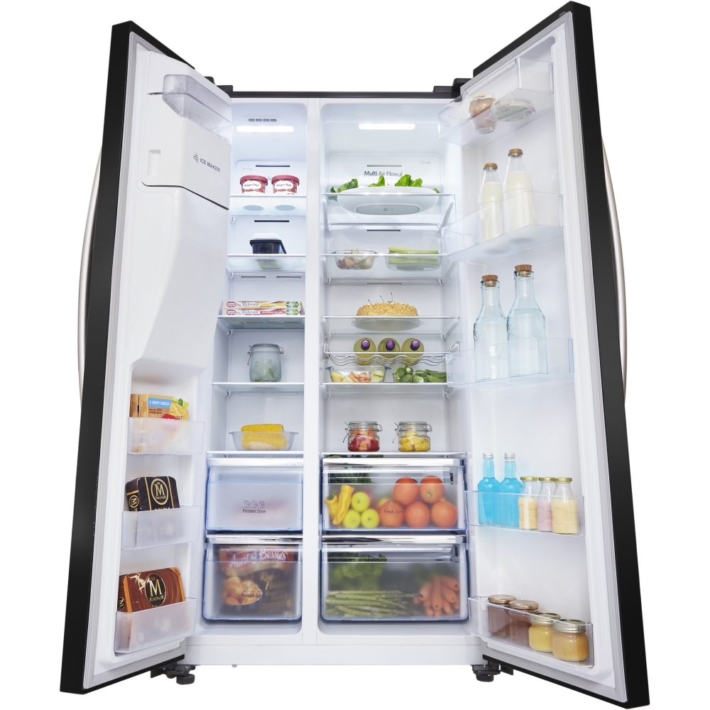 Hisense RS694N4IBE American Fridge Freezer, Black, E Rated,  Plumbed