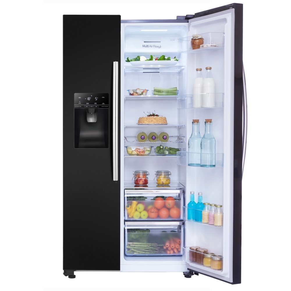 Hisense RS694N4IBE American Fridge Freezer,  Plumbed, Black, E Rated