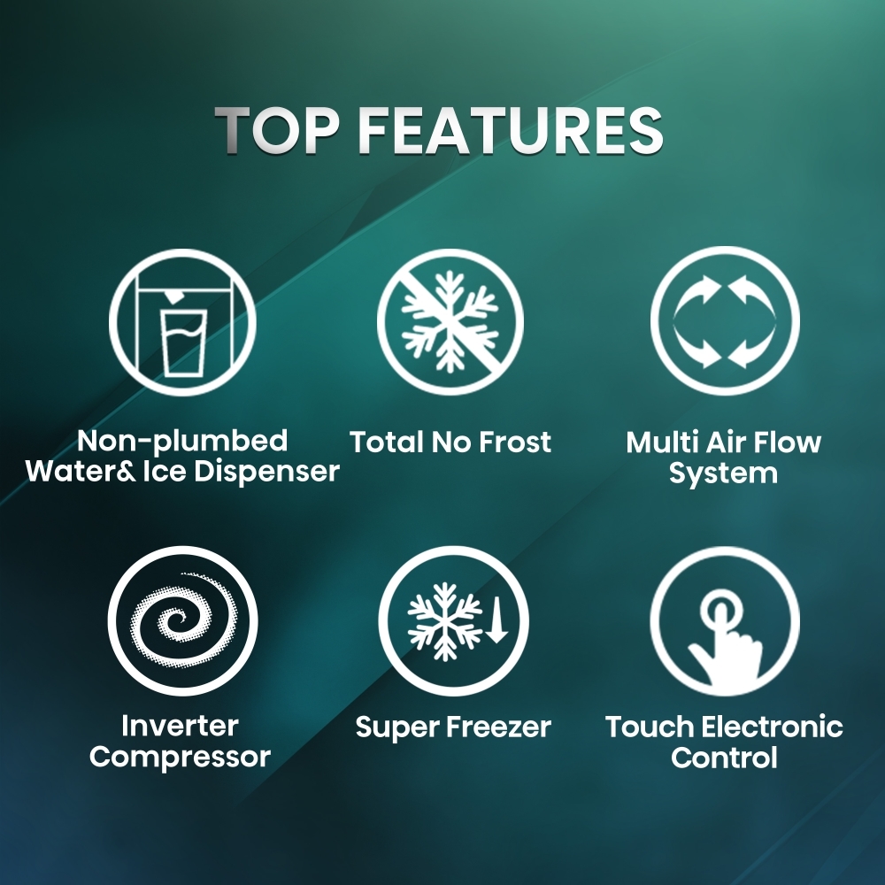 Hisense RS694N4TBE American Fridge Freezer, Black, E Rated,  Non-Plumbed