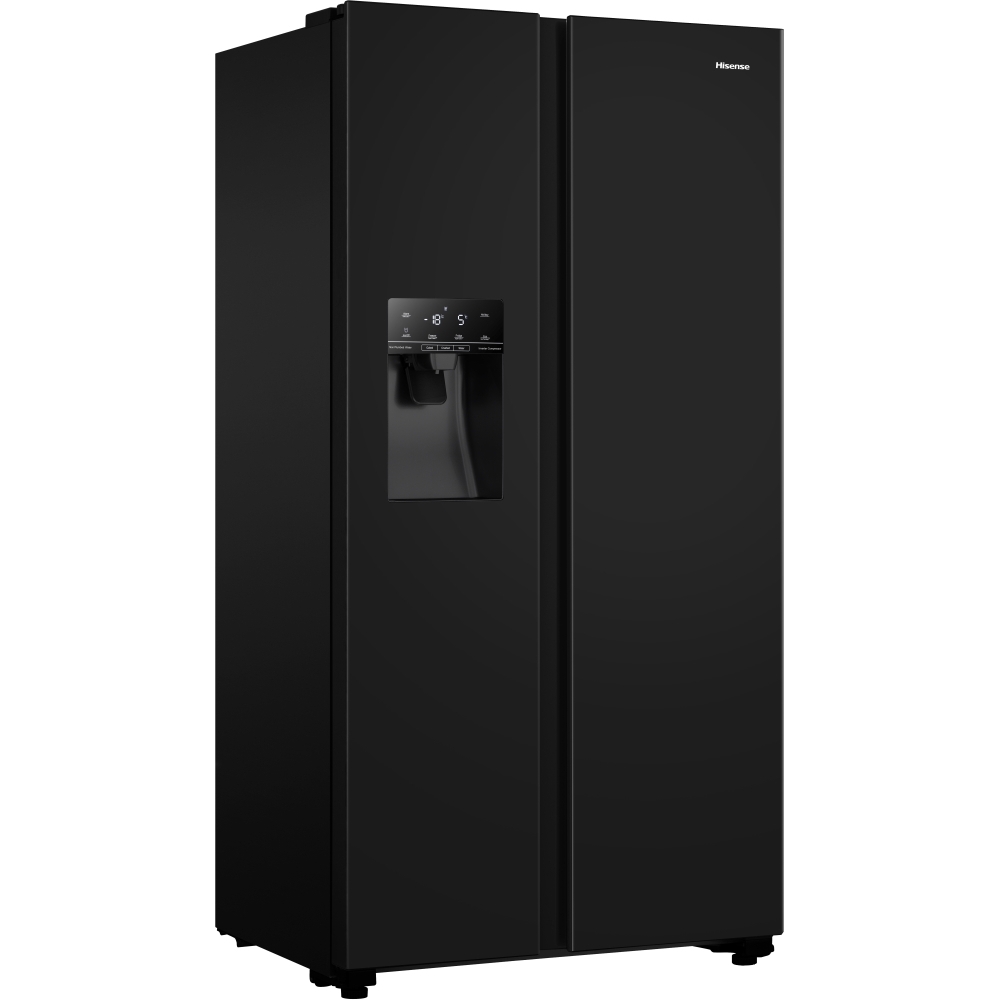 Hisense RS694N4TBE American Fridge Freezer, Black, E Rated,  Non-Plumbed