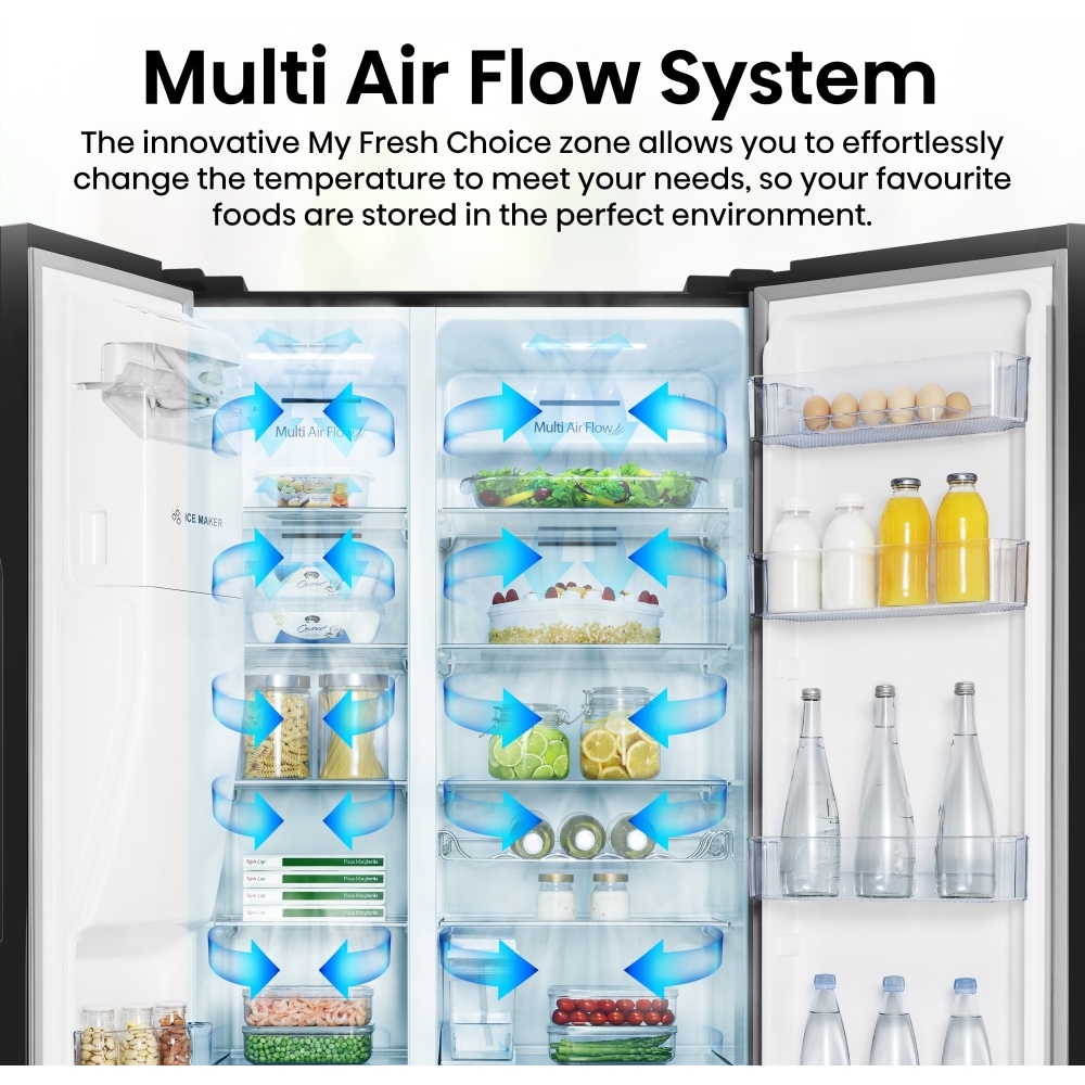 Hisense RS694N4TBE American Fridge Freezer, Black, E Rated,  Non-Plumbed