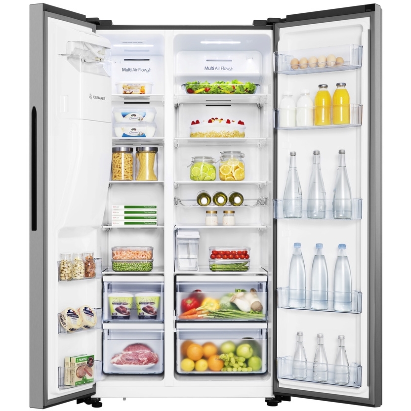 Hisense RS694N4TIE American Fridge Freezer,  Non-Plumbed, Stainless Steel, E Rated