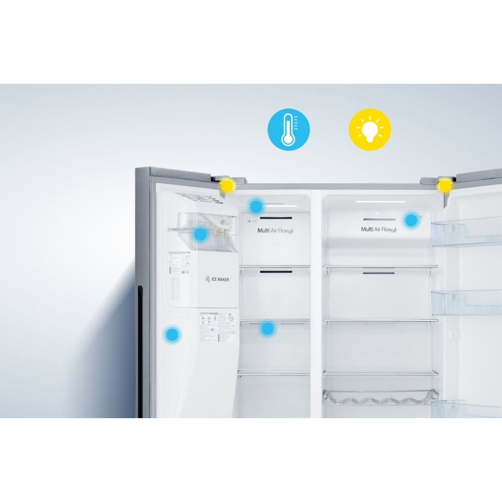 Hisense RS694N4TIE American Fridge Freezer,  Non-Plumbed, Stainless Steel, E Rated